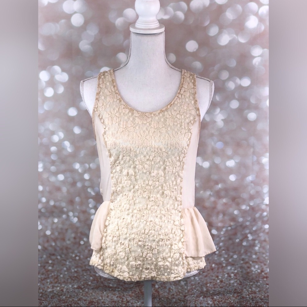 Cream lace chiffon top